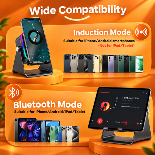 GlowDock™ — 5 In 1 Wireless Induction Speaker & Phone Stand